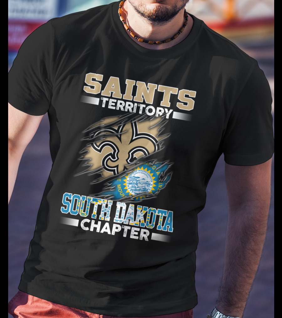 Saints Territory South Dakota Chapter New Orleans Fleur-De-Lis Flag T-Shirt