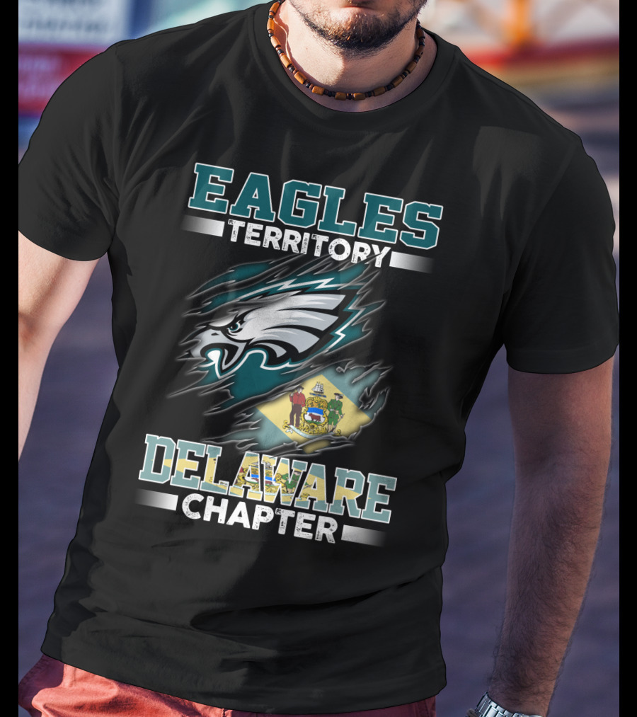 Eagles Territory Delaware Chapter Nfl Team Logo With State Flag T-Shirt