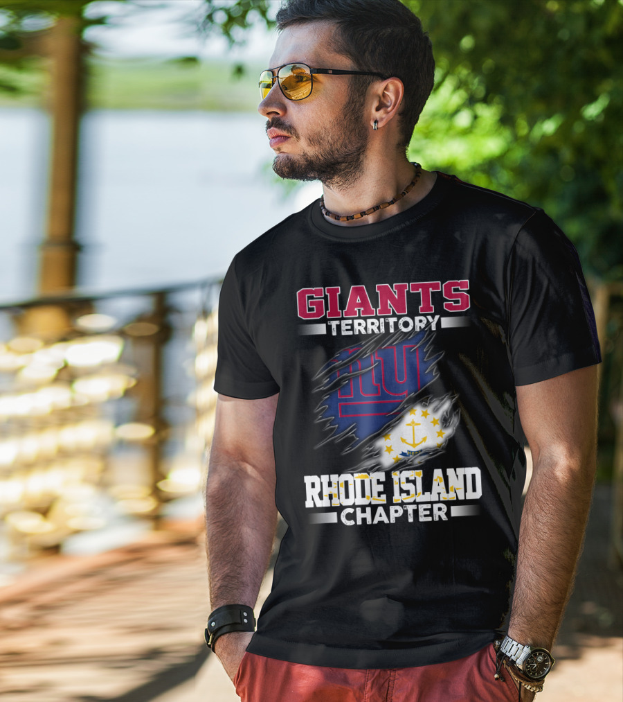 GIANTS Territory Rhode Island Chapter NY Blue Rip Flag T-Shirt