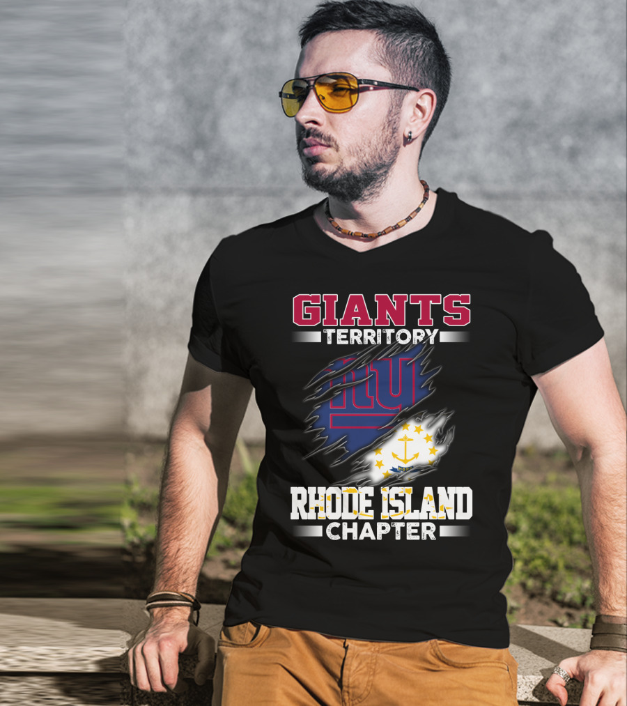 GIANTS Territory Rhode Island Chapter NY Blue Rip Flag T-Shirt