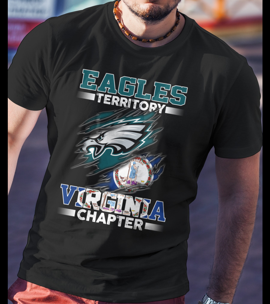 Eagles Territory Virginia Chapter Logo With Virginia Flag T-Shirt