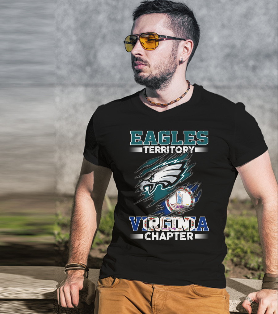 Eagles Territory Virginia Chapter Logo With Virginia Flag T-Shirt
