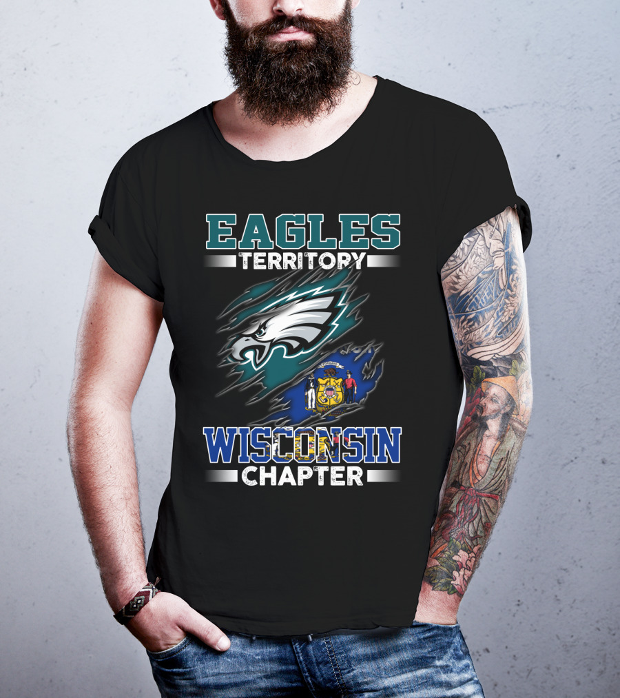 Eagles Territory Wisconsin Chapter Logo Flag Blend T-Shirt