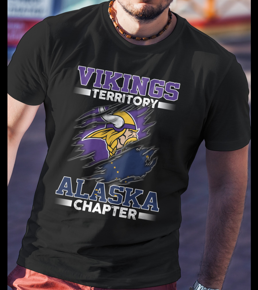Vikings Territory Alaska Chapter Viking Helmet And Alaska Flag T-Shirt