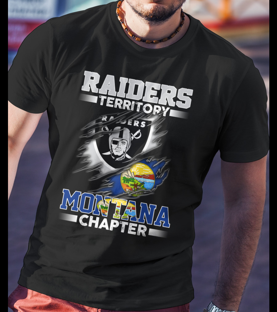 RAIDERS TERRITORY MONTANA CHAPTER Raiders Logo Montana State Flag T-Shirt