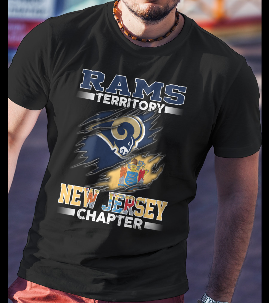 Rams Territory New Jersey Chapter Logo With State Flag T-Shirt