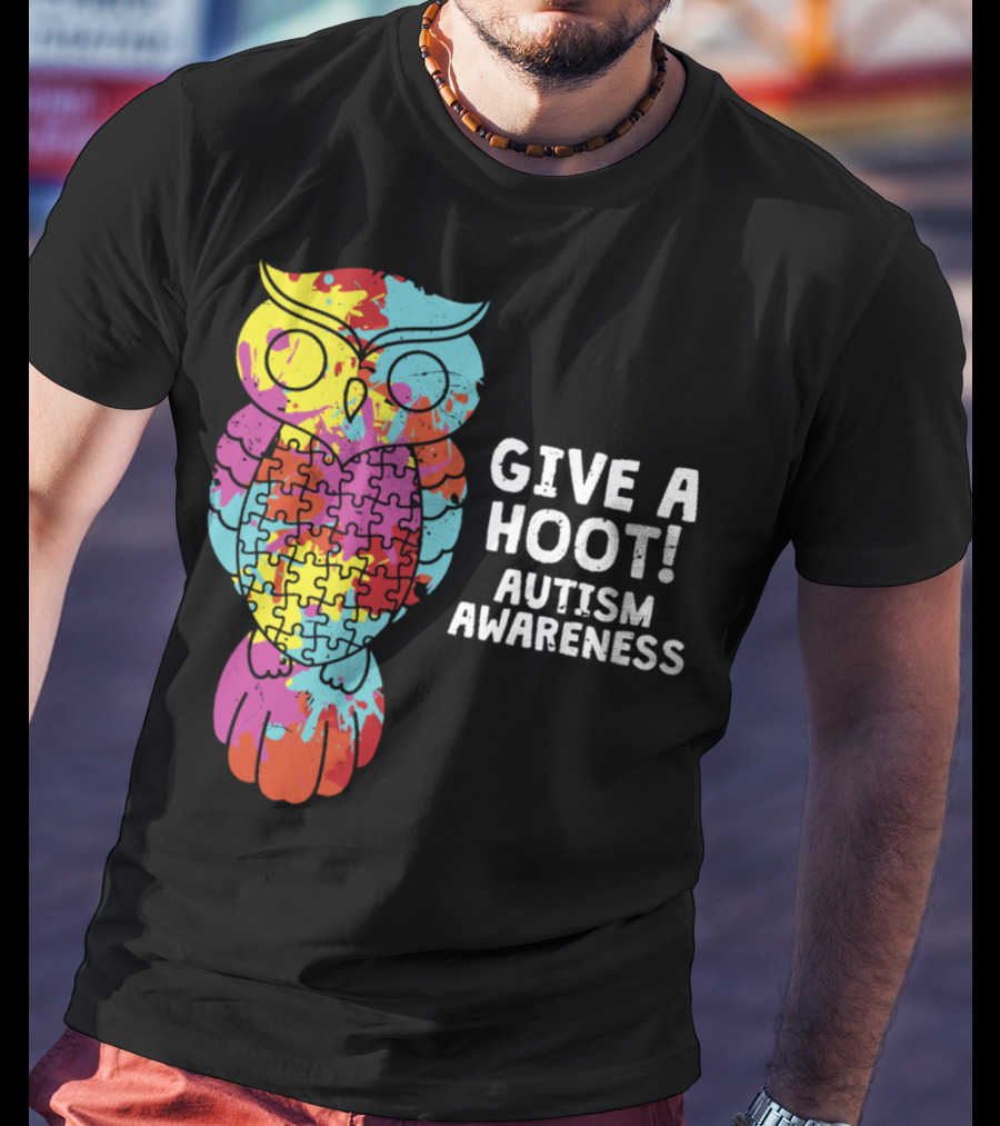 Give A Hoot Puzzle Owl Autism Awareness T-Shirt