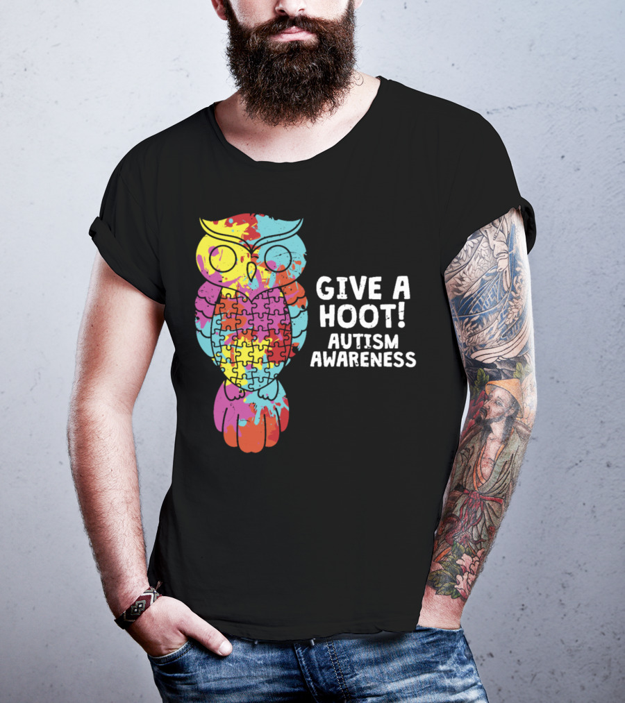 Give A Hoot Puzzle Owl Autism Awareness T-Shirt