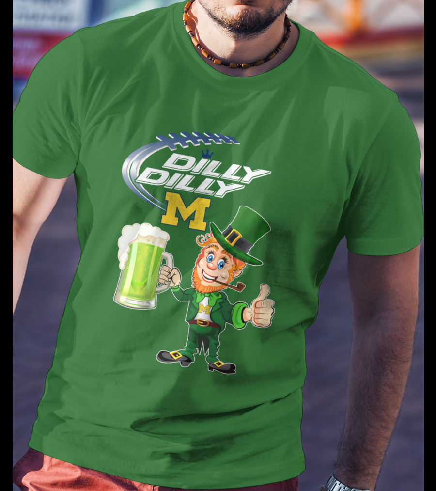 Dilly Dilly M Patrick Football Leprechaun With Green Beer T-Shirt