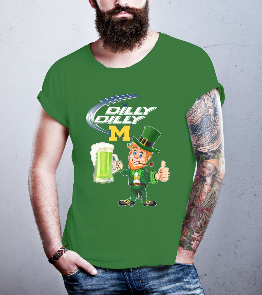Dilly Dilly M Patrick Football Leprechaun With Green Beer T-Shirt