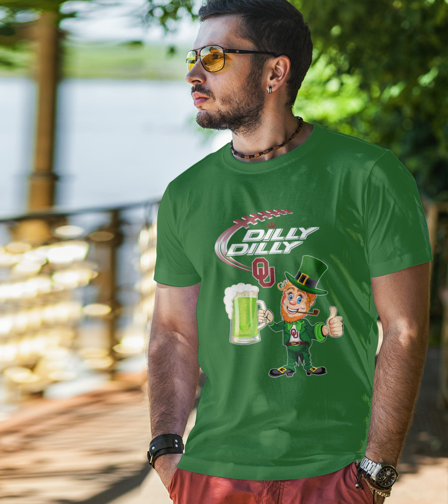 Dilly Dilly OU Football Green Beer Leprechaun T-Shirt