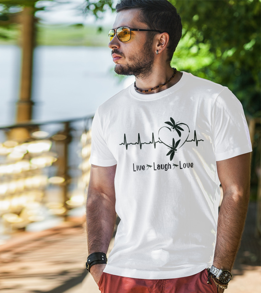 Live Laugh Love Dragonfly Heartbeat T-Shirt