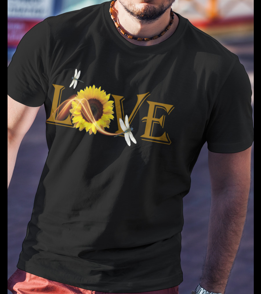 LOVE Sunflower Dragonfly T-Shirt