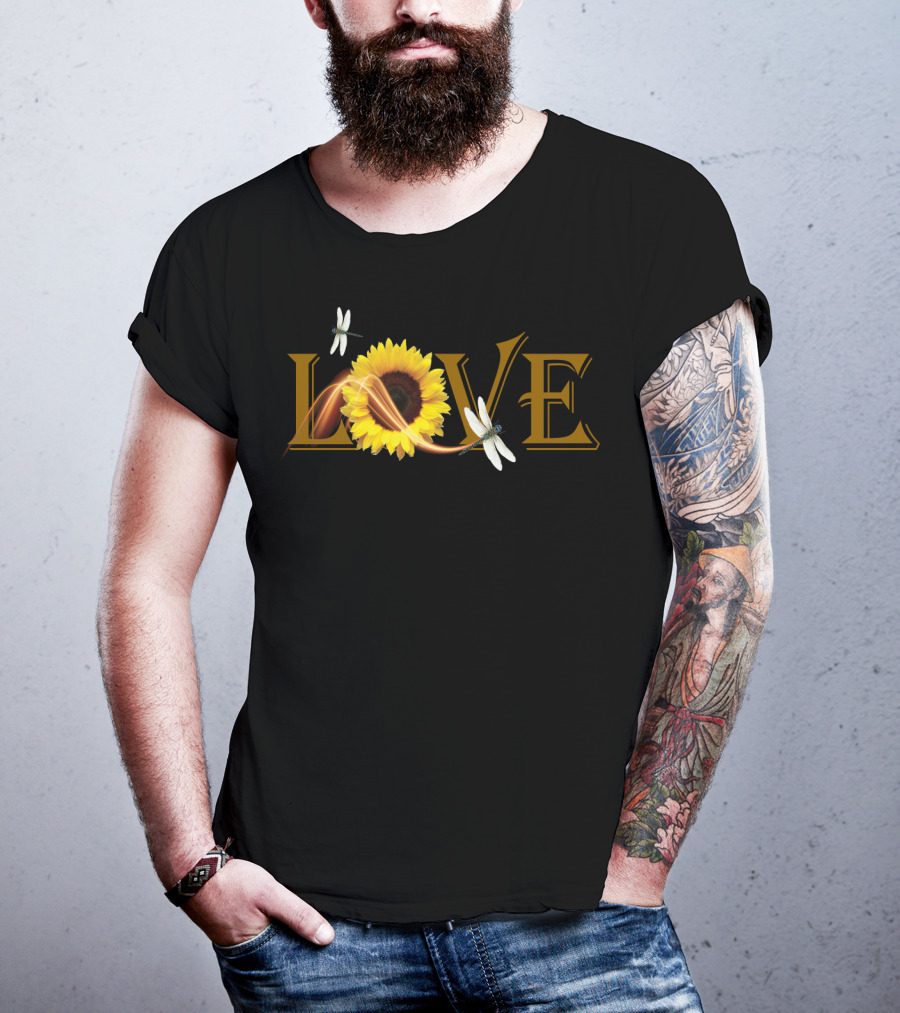 LOVE Sunflower Dragonfly T-Shirt