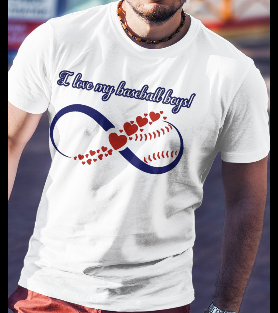 I Love My Baseball Boys Infinity Hearts T-Shirt