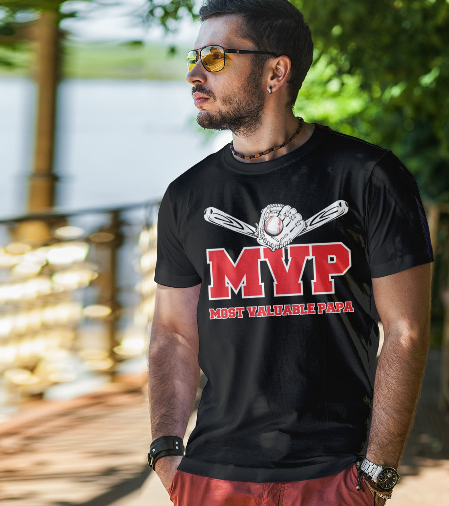MVP Most Valuable Papa Baseball Glove And Bat T-Shirt