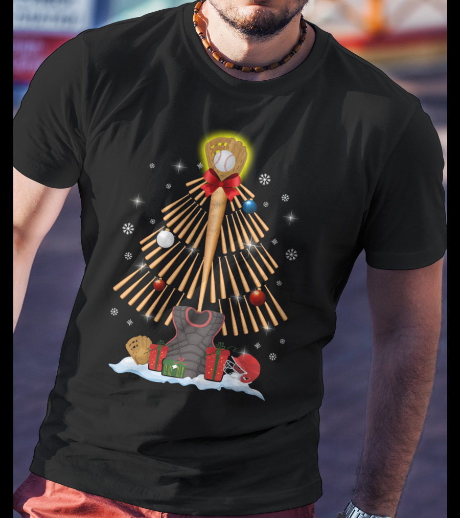 Christmas Tree Baseball Bat Ornaments Snowflakes Mitt Ball Helmet T-Shirt