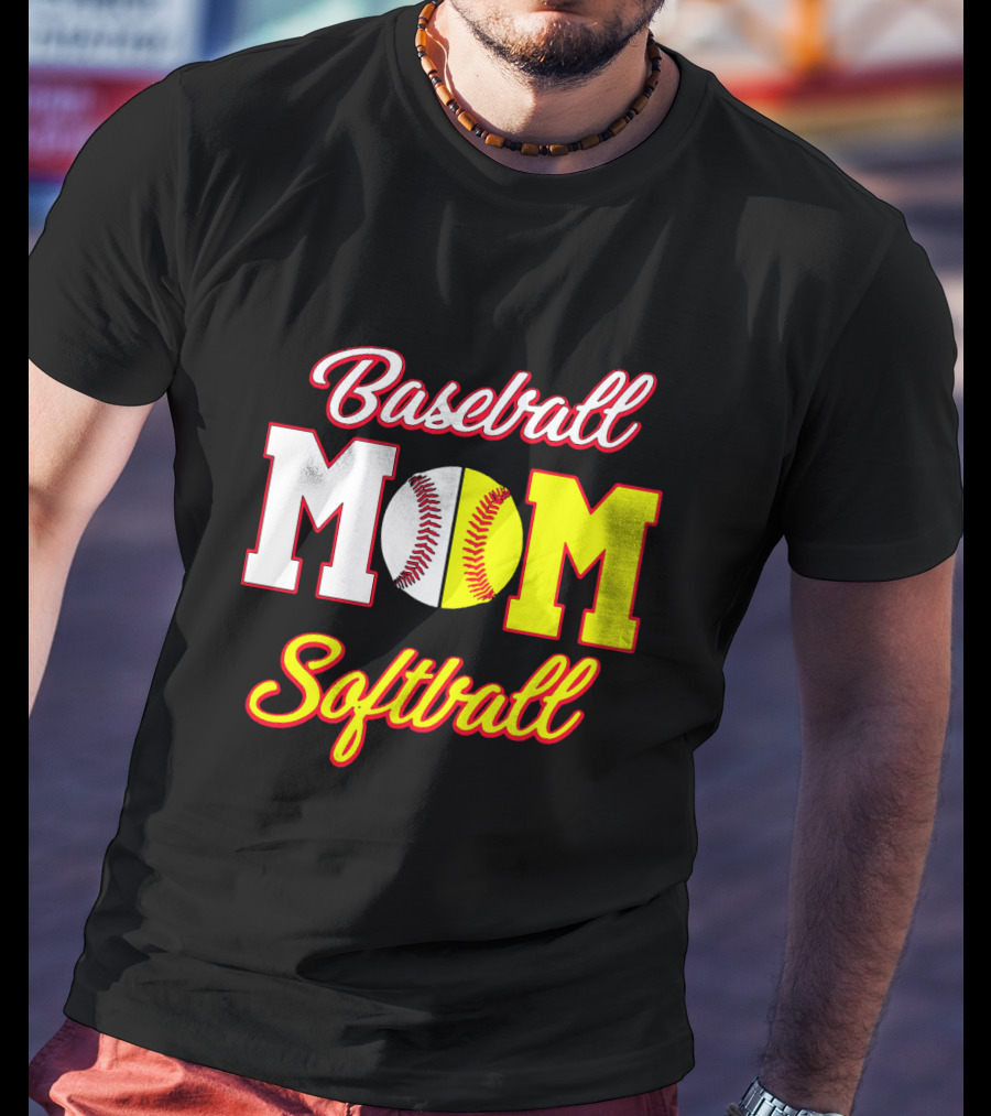 Baseball MOM Softball Split Ball T-Shirt