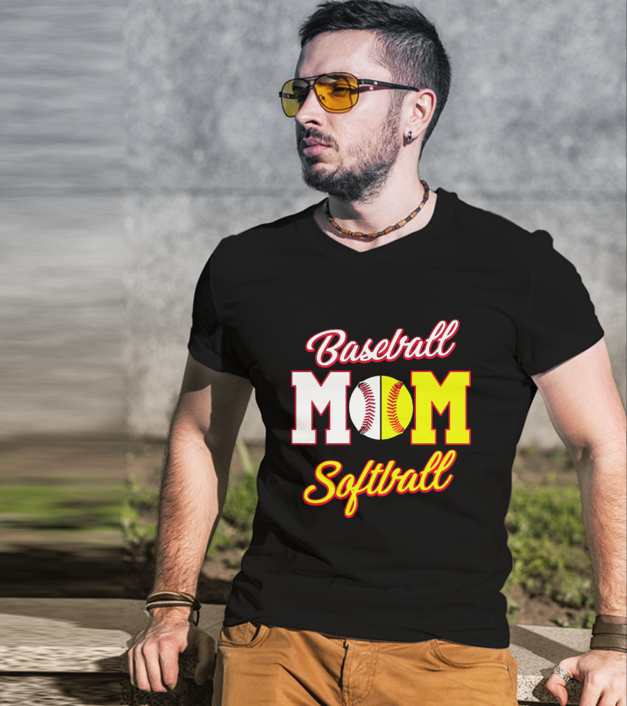 Baseball MOM Softball Split Ball T-Shirt