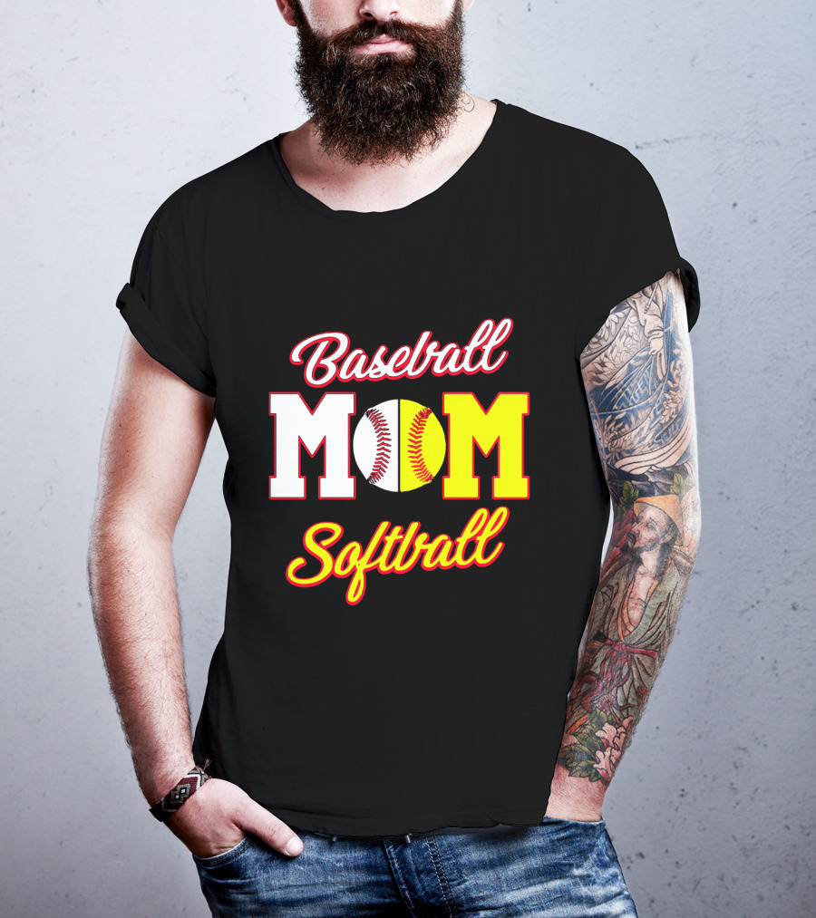 Baseball MOM Softball Split Ball T-Shirt