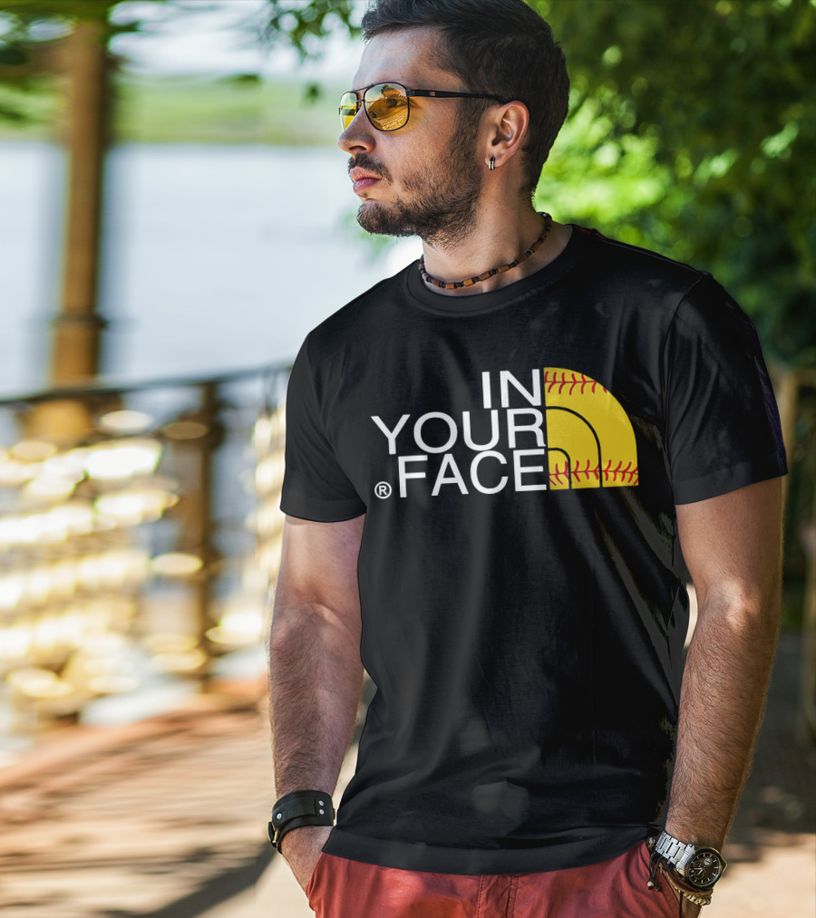 IN YOUR FACE Baseball Stitch T-Shirt