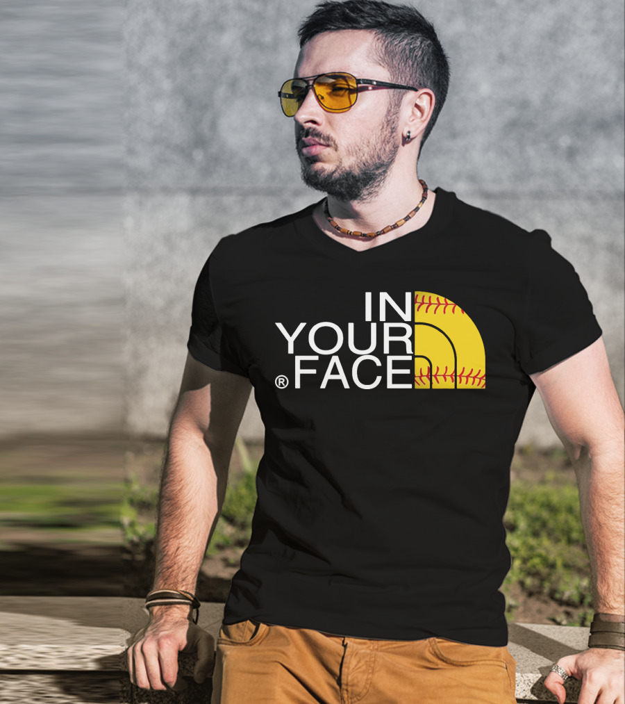 IN YOUR FACE Baseball Stitch T-Shirt