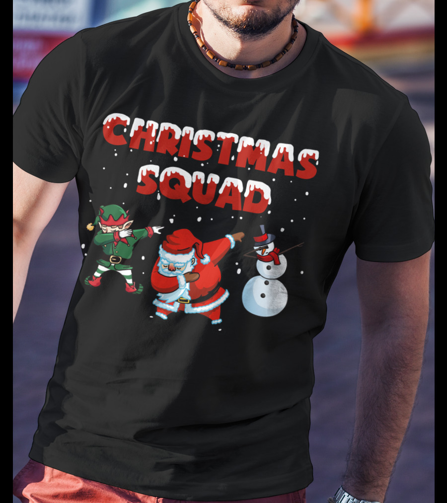 Christmas Squad Santa Elf Snowman Dabbing T-Shirt