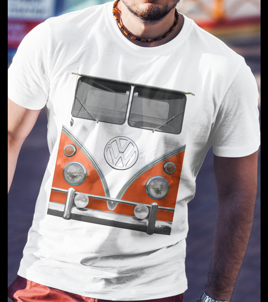 Volkswagen Orange Bus Front Vintage Look T-Shirt