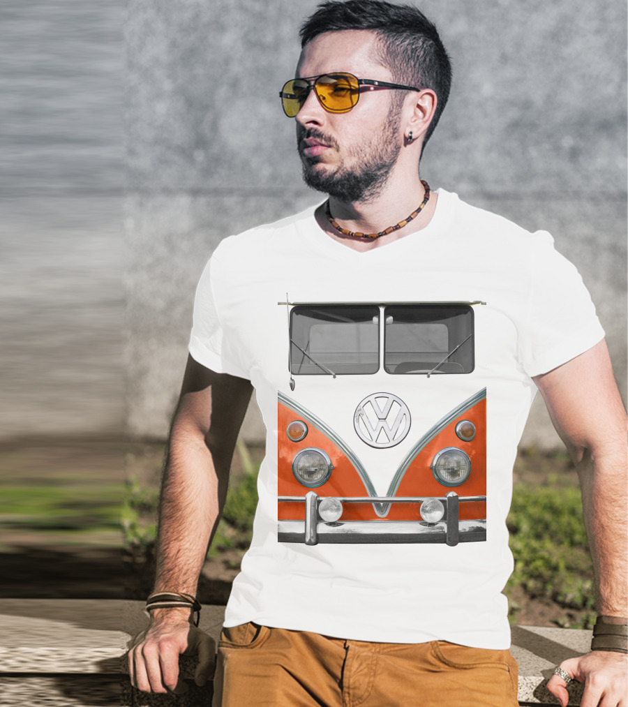 Volkswagen Orange Bus Front Vintage Look T-Shirt