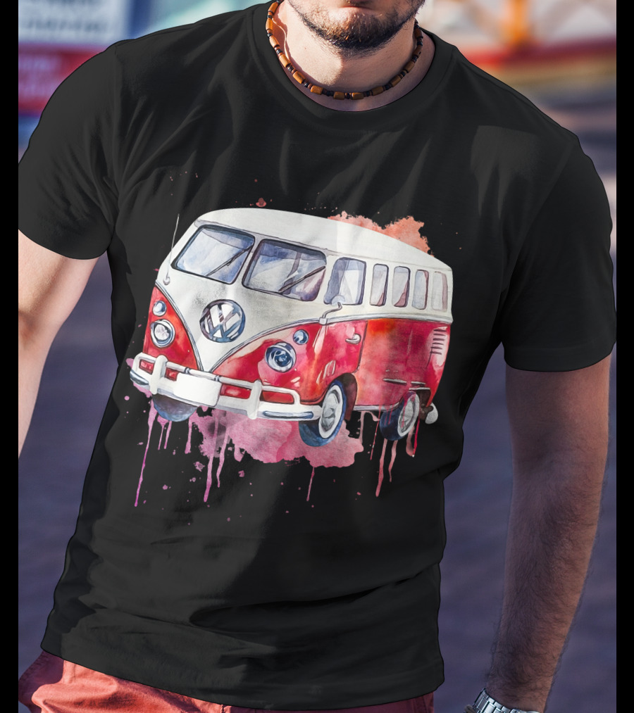 Volkswagen Camper Van Watercolor T-Shirt