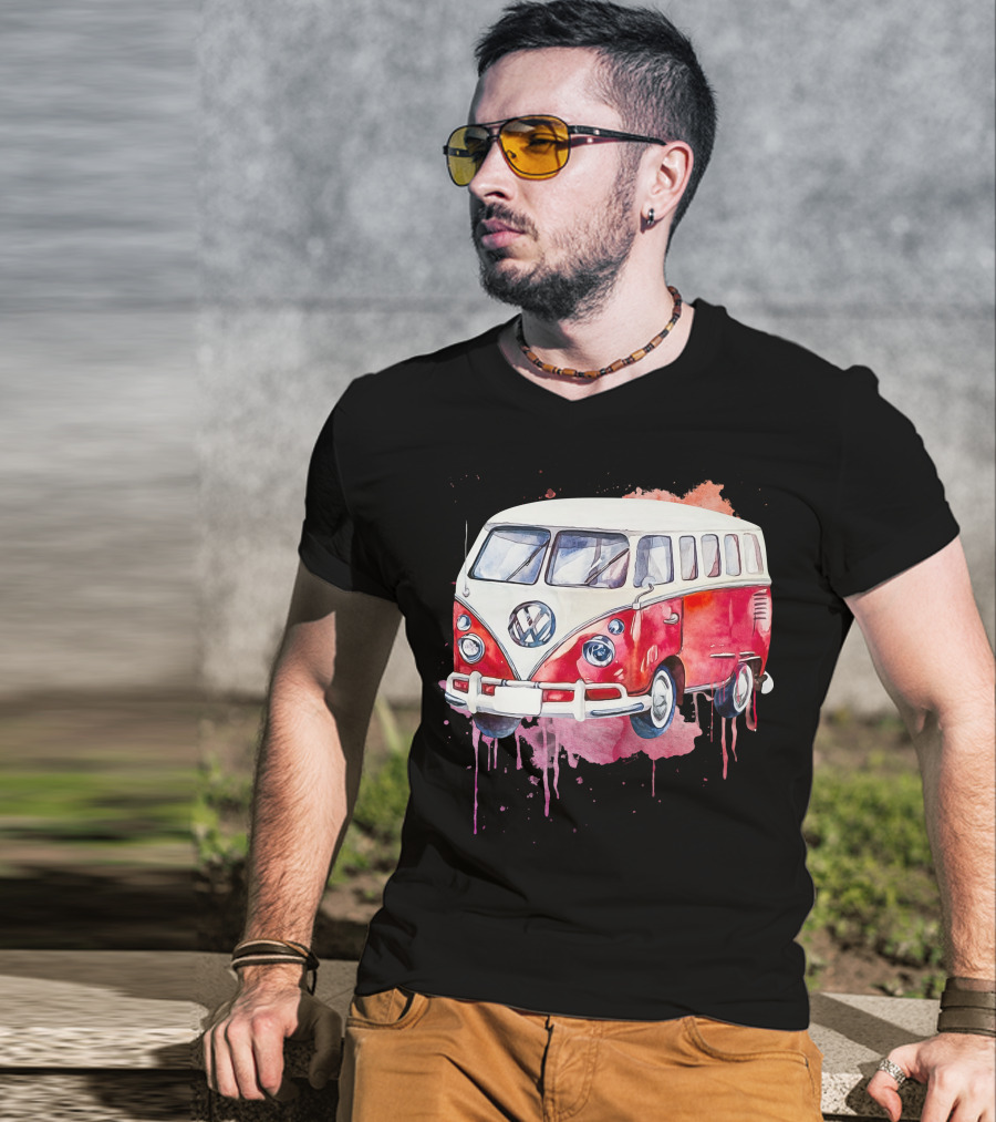Volkswagen Camper Van Watercolor T-Shirt