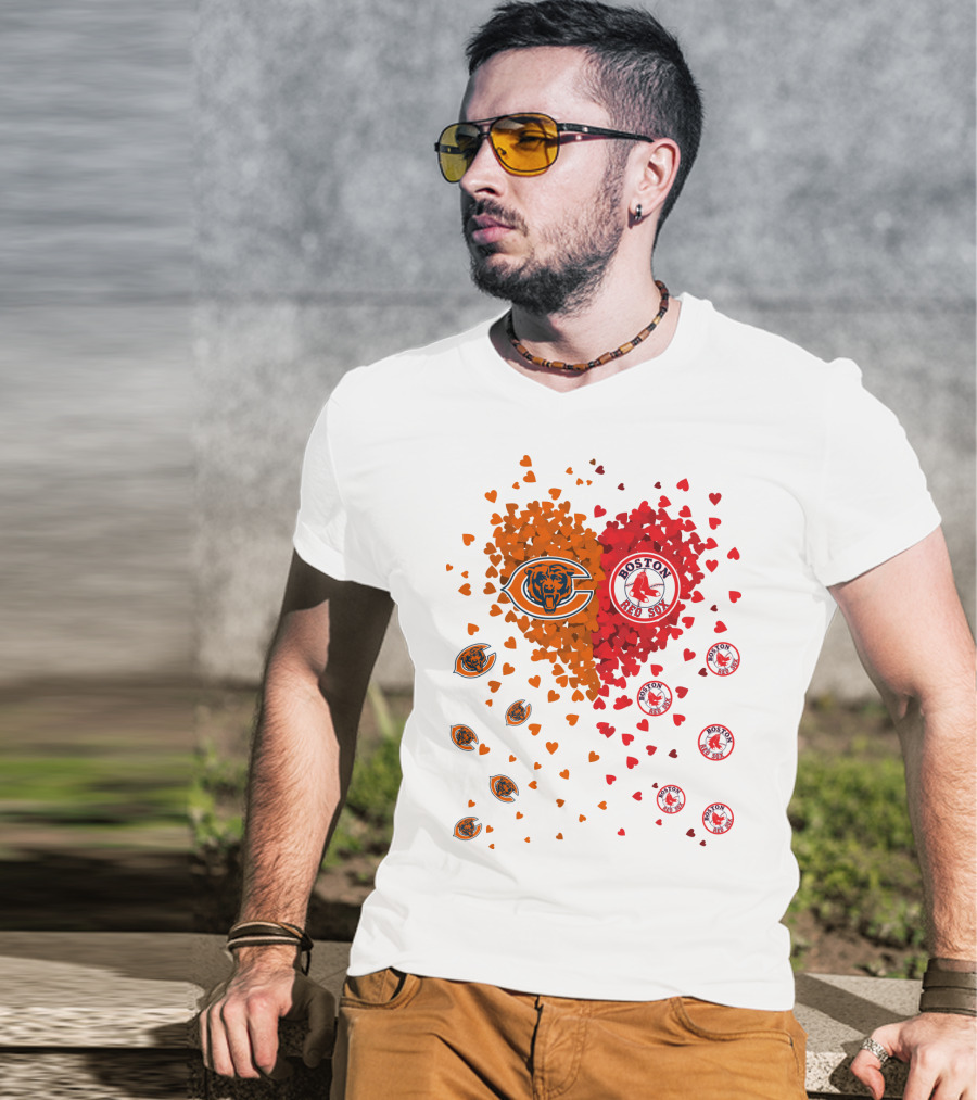 Chicago Bears Boston Red Sox Heart Blend T-Shirt