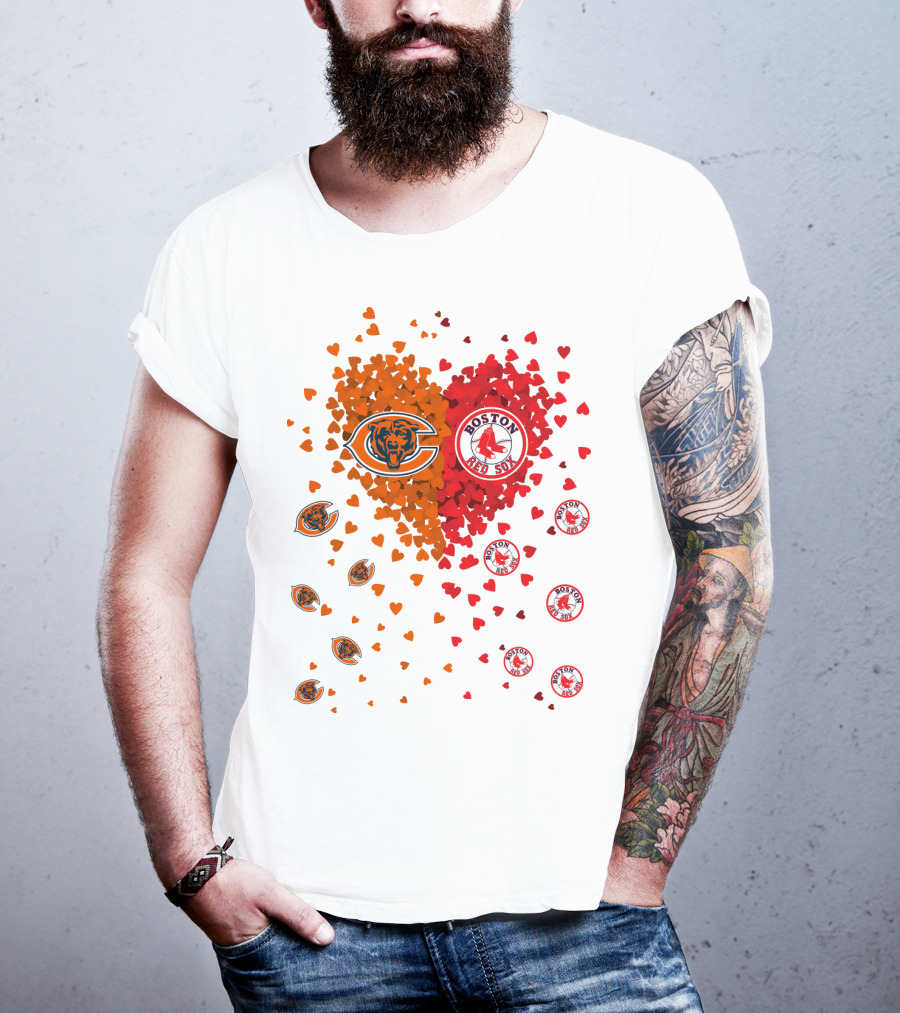 Chicago Bears Boston Red Sox Heart Blend T-Shirt
