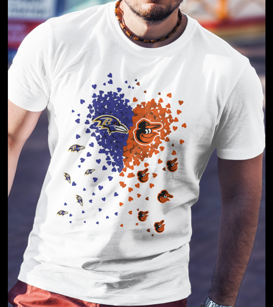 Heart Ravens Orioles Baltimore Football Baseball Mix T-Shirt