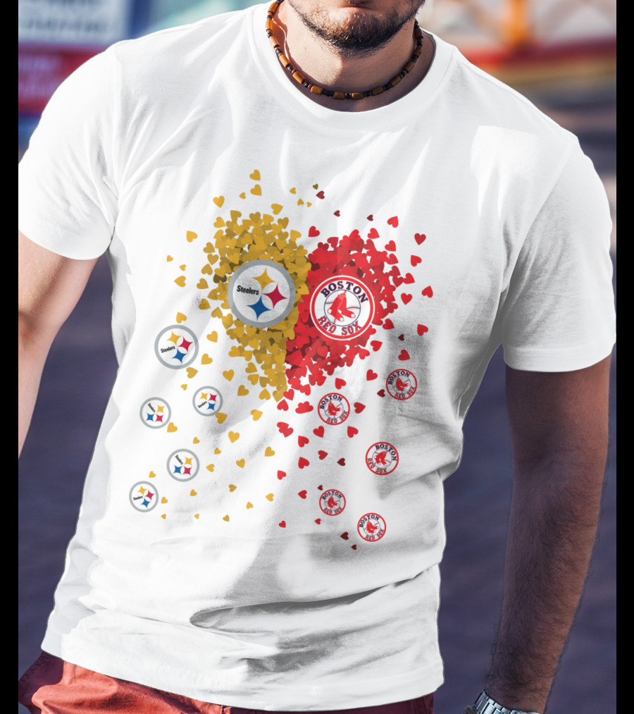 Steelers Pittsburgh Boston Red Sox Hearts T-Shirt