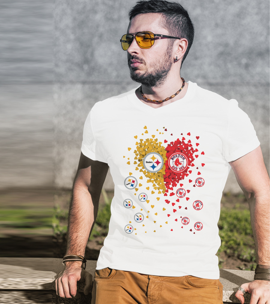 Steelers Pittsburgh Boston Red Sox Hearts T-Shirt