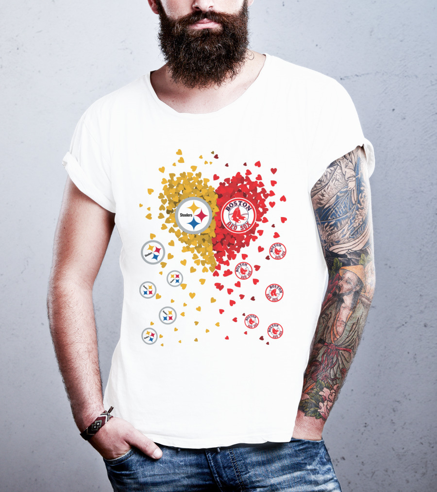 Steelers Pittsburgh Boston Red Sox Hearts T-Shirt