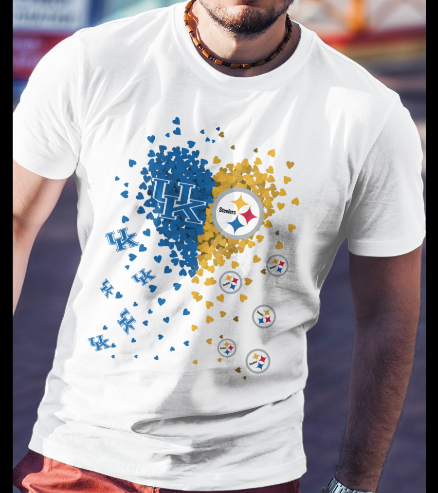UK Wildcats Heart Steelers Logo Collaboration T-Shirt