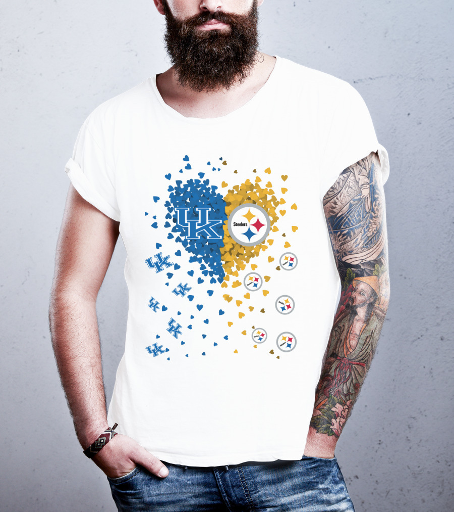 UK Wildcats Heart Steelers Logo Collaboration T-Shirt