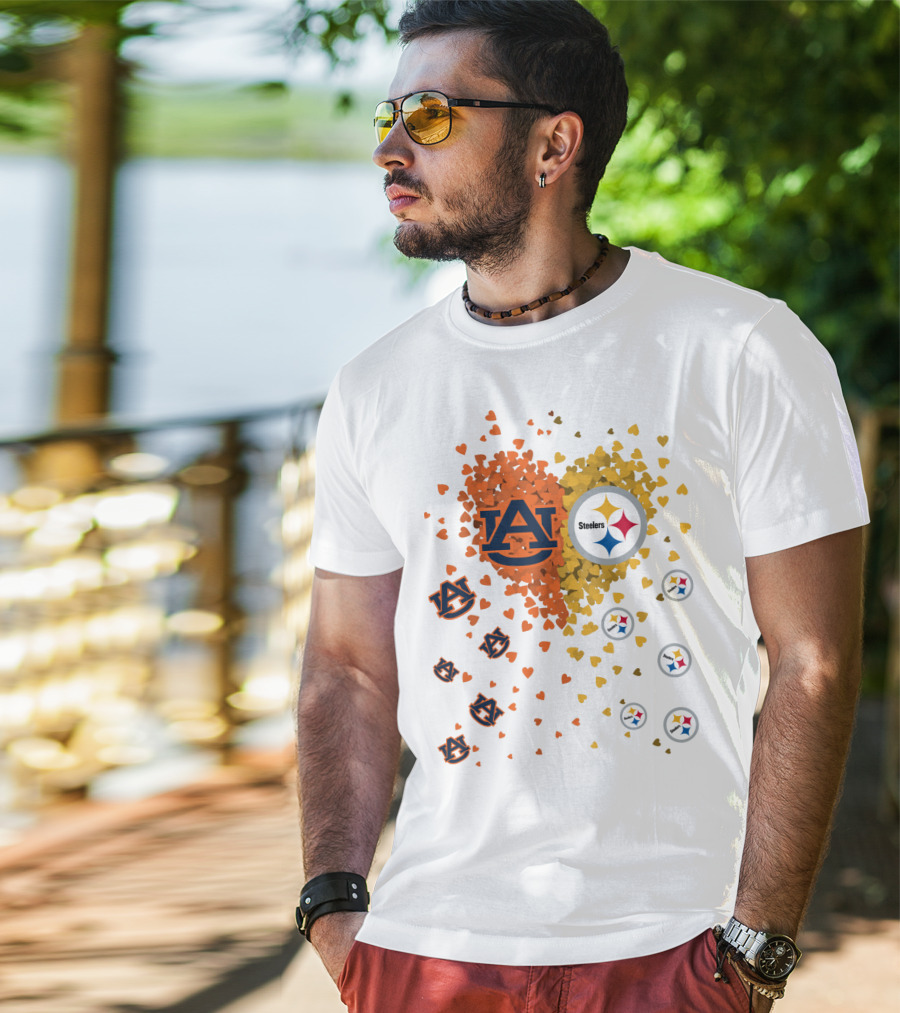 Auburn Tigers And Pittsburgh Steelers Heart Fusion T-Shirt
