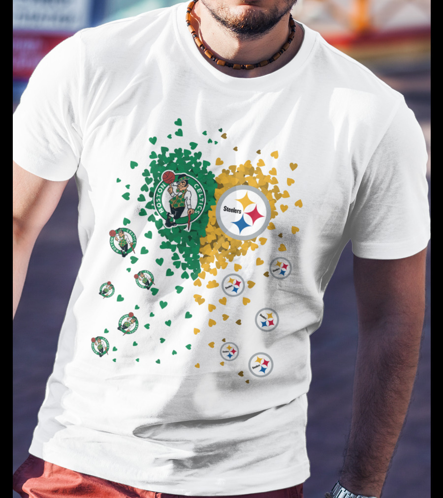 Boston Celtics Pittsburgh Steelers Heart T-Shirt