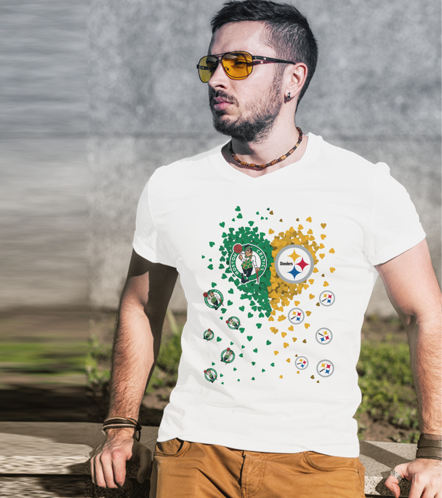 Boston Celtics Pittsburgh Steelers Heart T-Shirt