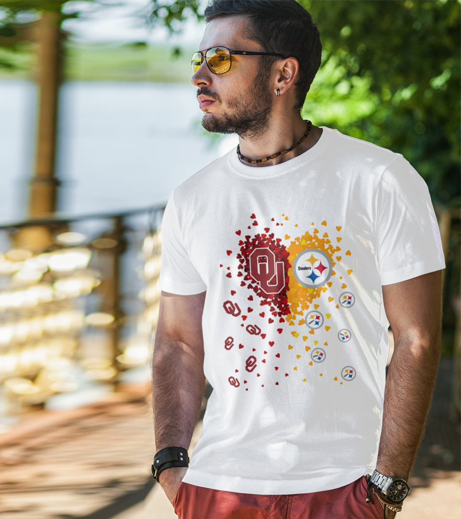 Oklahoma Sooners Steelers Heart Symbol Fusion T-Shirt