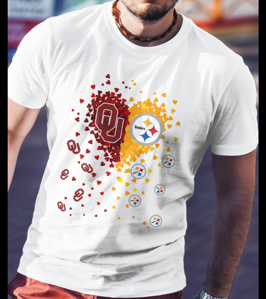 Oklahoma Sooners Steelers Heart Symbol Fusion T-Shirt