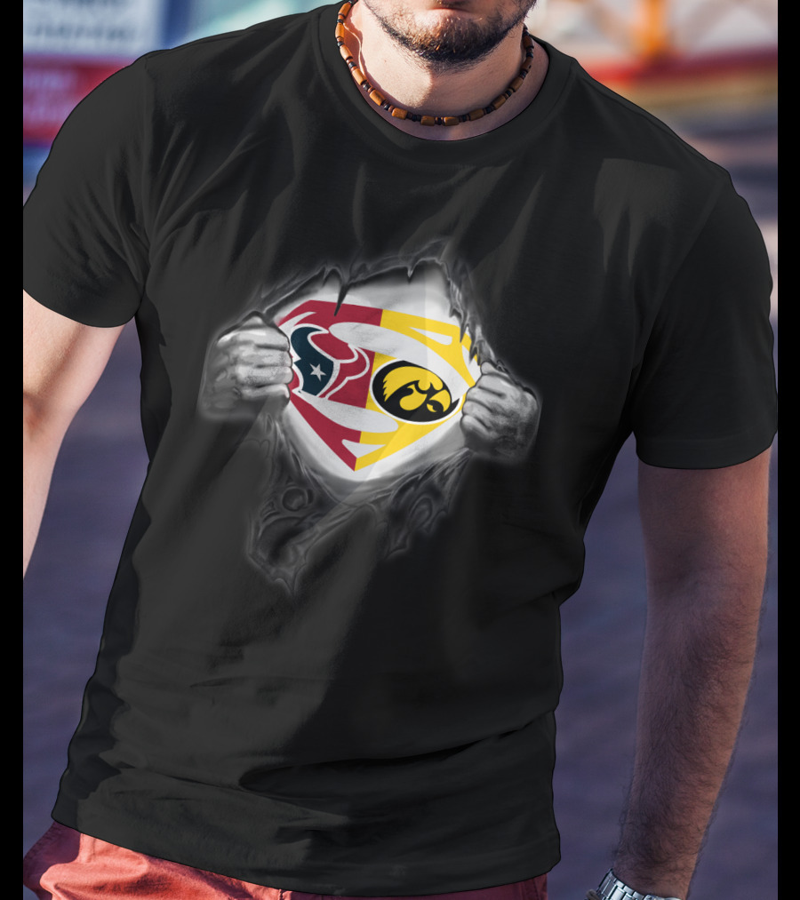 Houston Texans Iowa Hawkeyes Superman T-Shirt