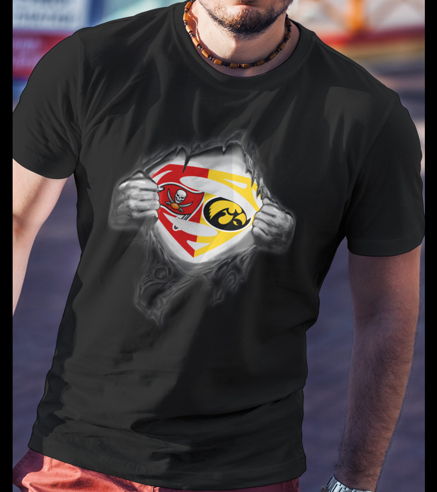 Tampa Bay Buccaneers Iowa Hawkeyes Superman Logo Combo T-Shirt