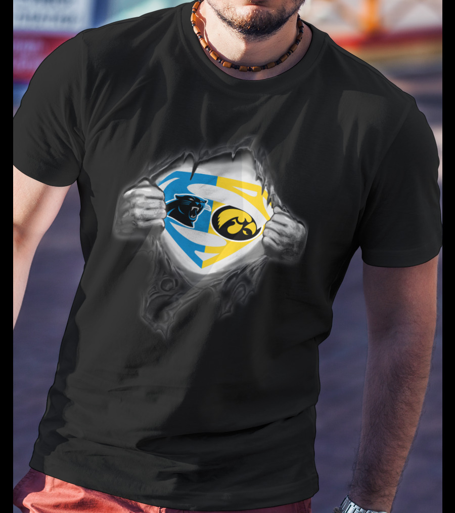 Carolina Panthers Hawkeyes Superman Emblem Combo T-Shirt