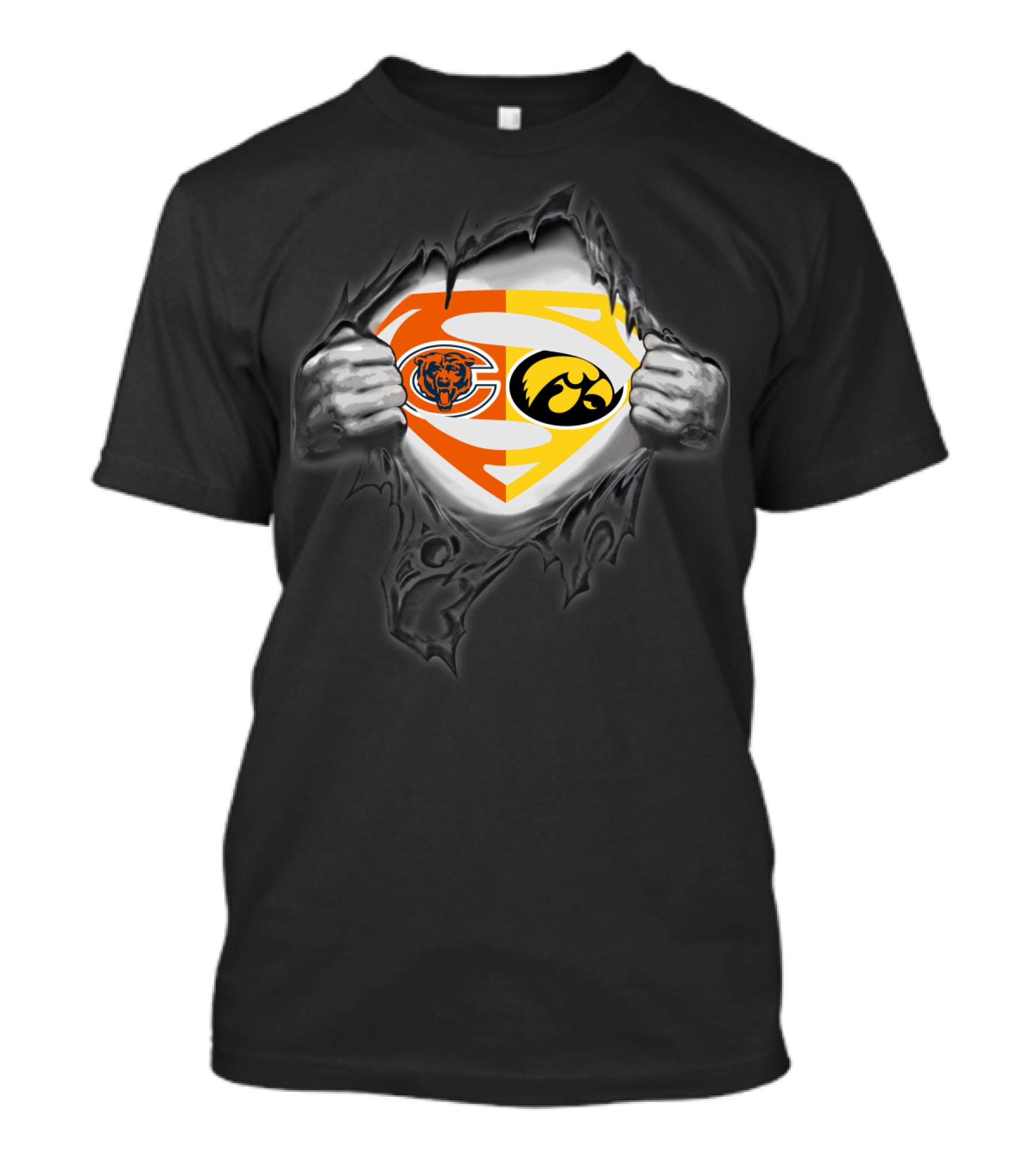 Chicago Bears Iowa Hawkeyes Superman Logo Fusion T-Shirt