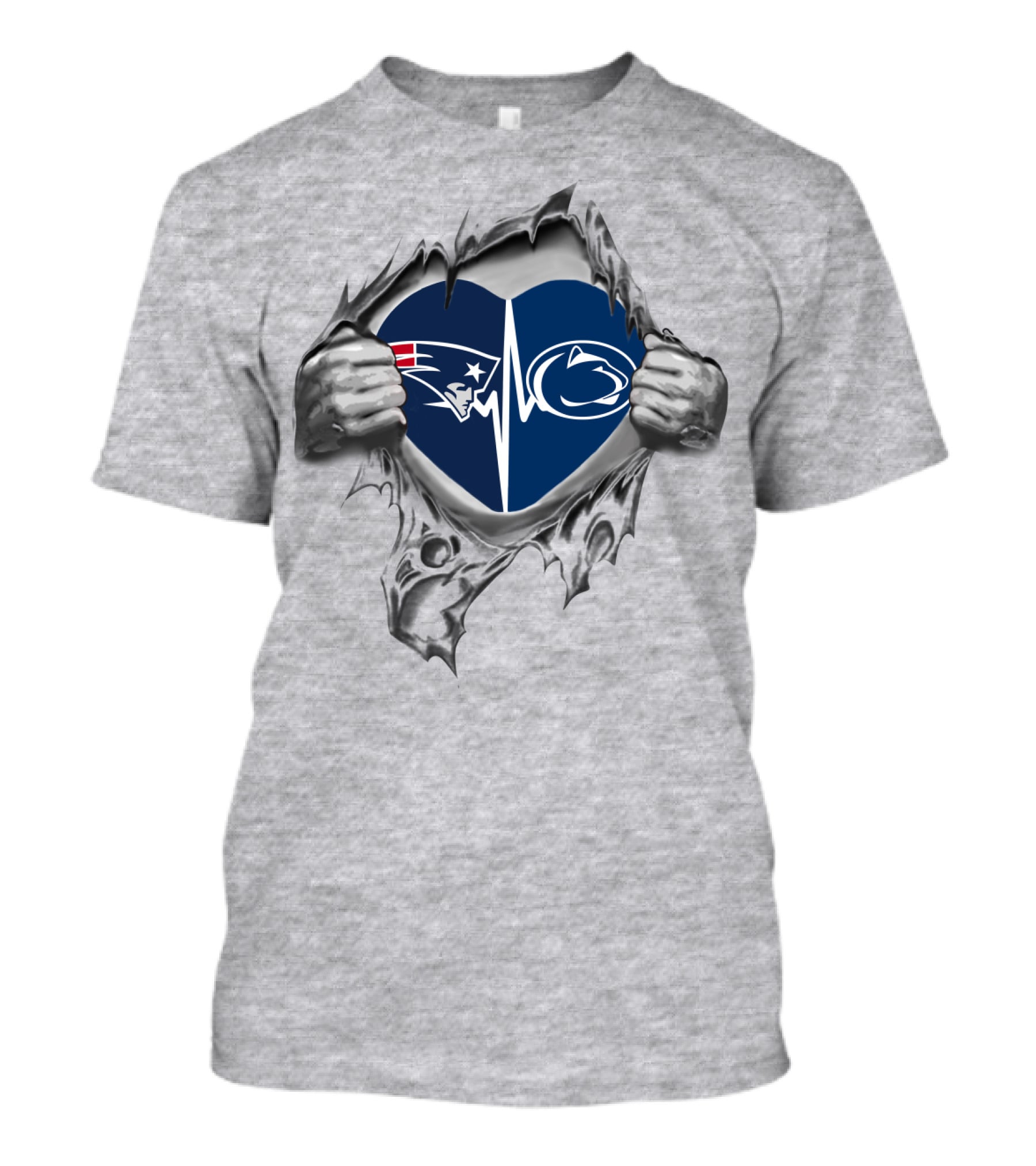 Patriots Penn State Heartbeat Fan Loyalty Fusion T-Shirt
