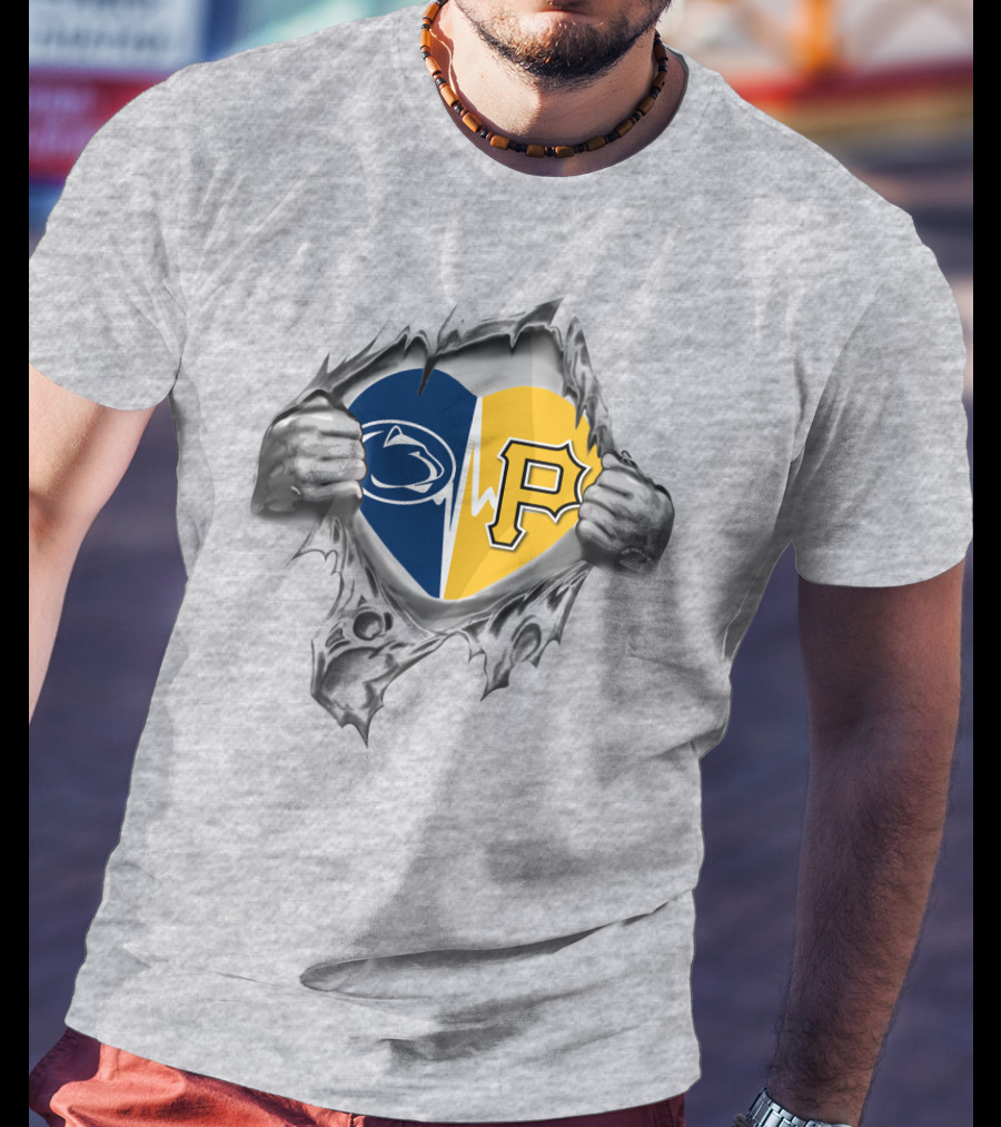 Pittsburgh Pirates Penn State Heartbeat Logo Fusion T-Shirt